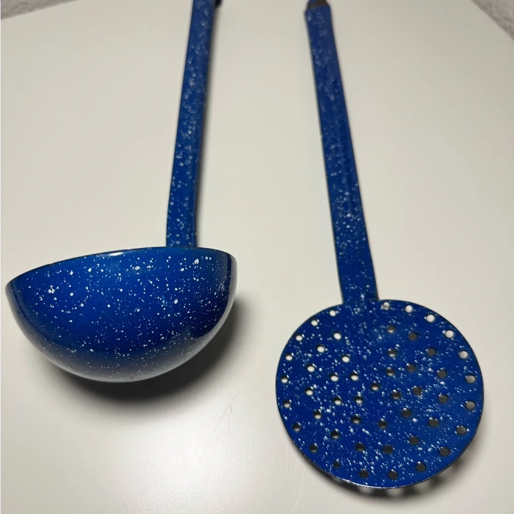 Blue Speckled Ladle and Skimmer‎ Set
